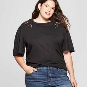 Short Sleeve Crochet detail tshirt-79-108